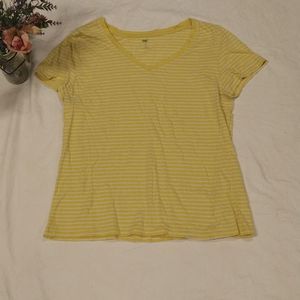 Dip• yellow and white striped short sleeve shirt